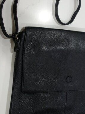 Day & Mood Black Leather Crossbody Bag 8.5 X 9" Adjustable Strap
